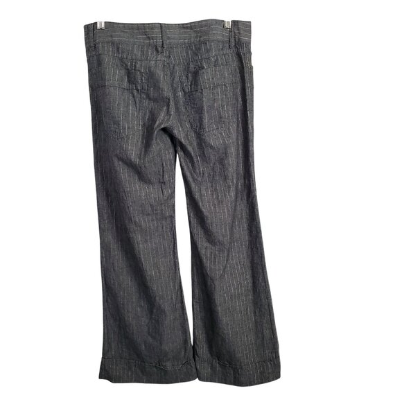 Wet Seal Size 13 Pants Stripe Linen Blend Trousers Lurex Gold Low Rise Wide Leg - Picture 2 of 9